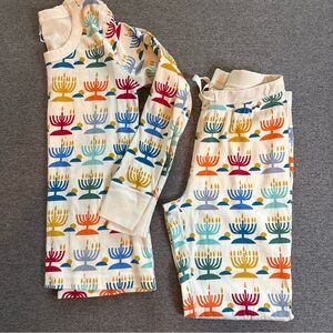 Hanna Andersson Adult Menorah Long John Pajamas Multicolor Hanukkah Size Medium